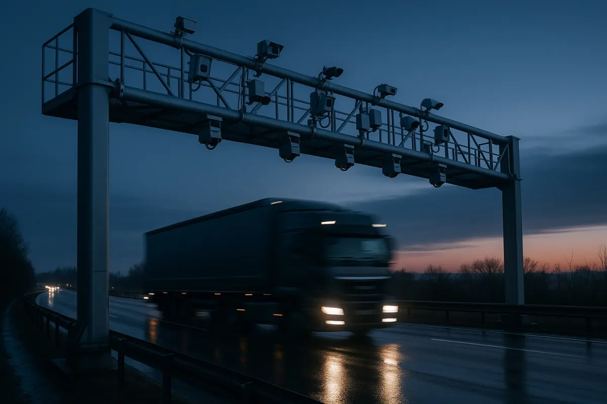 Toll gantry on a European motorway